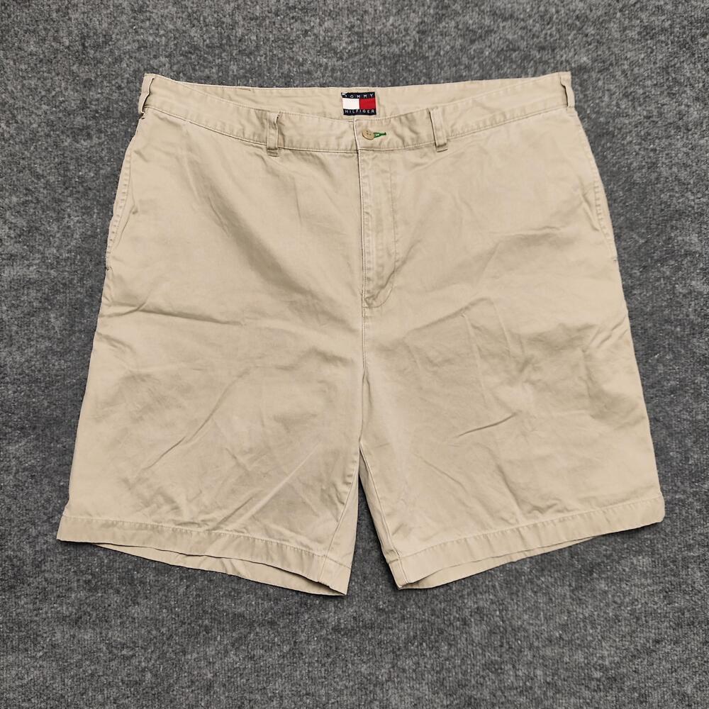 Tommy Hilfiger Shorts Mens 38 Beige Chino Cotton Flat Front Casual Logo Summer
